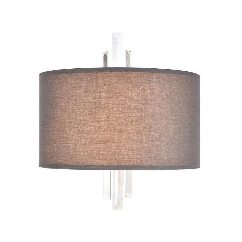 Crystal Falls 2-Light Sconce in Satin Nickel with Graphite Fabric Shade ELK Lighting