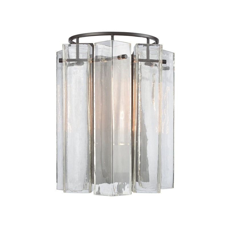 Cubic Glass 1-Light Sconce in Oil Rubbed Bronze with Clear Glass Square Tubes ELK Lighting