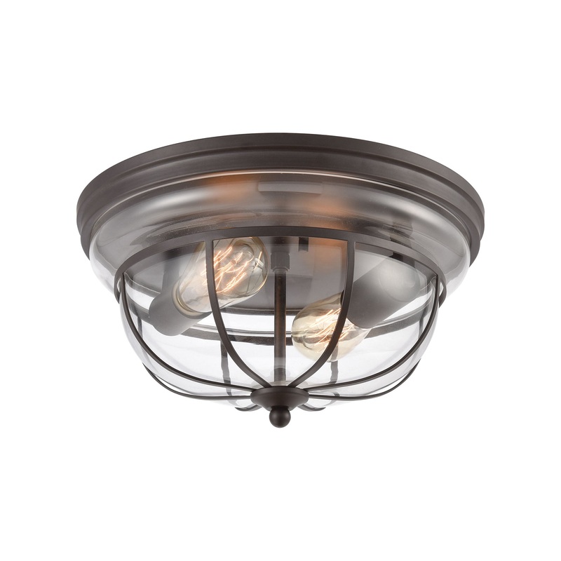 Manhattan Boutique 2-Light Flush Mount in Oil Rubbed Bronze with Clear Glass ELK Lighting