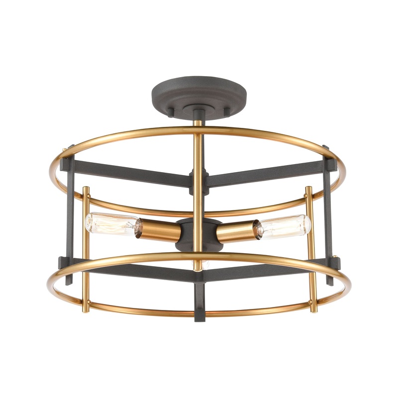 Millington 3-Light Semi Flush Mount in Charcoal ELK Lighting