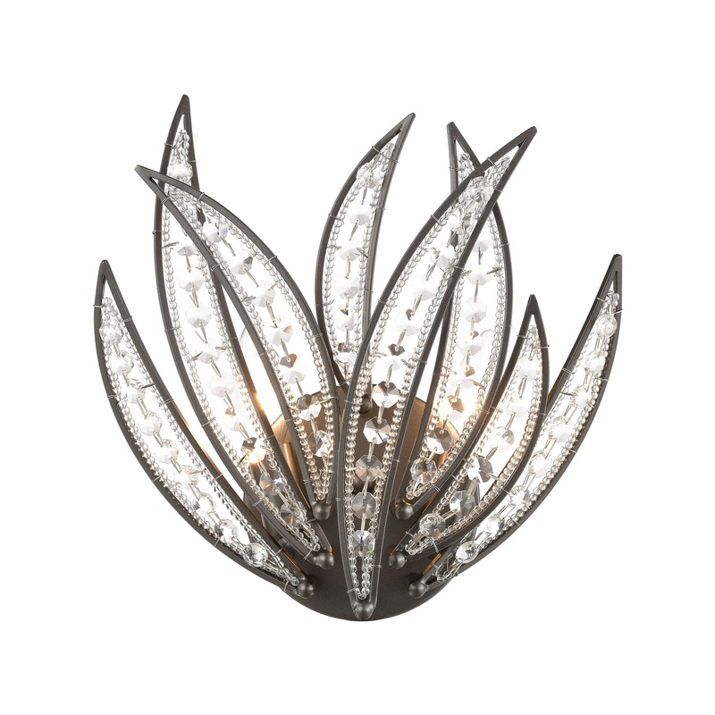 Naples 2-Light Sconce in Dark Graphite with Clear Crystal ELK Lighting