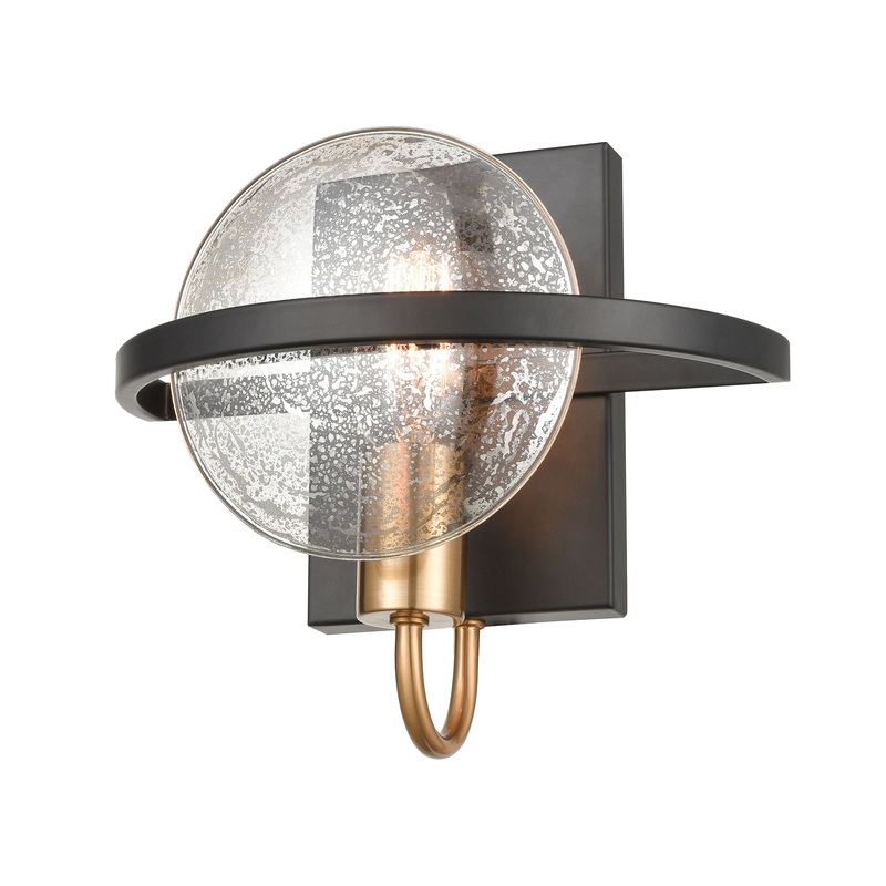 Oriah 1-Light Sconce in Matte Black with Mercury Glass ELK Lighting