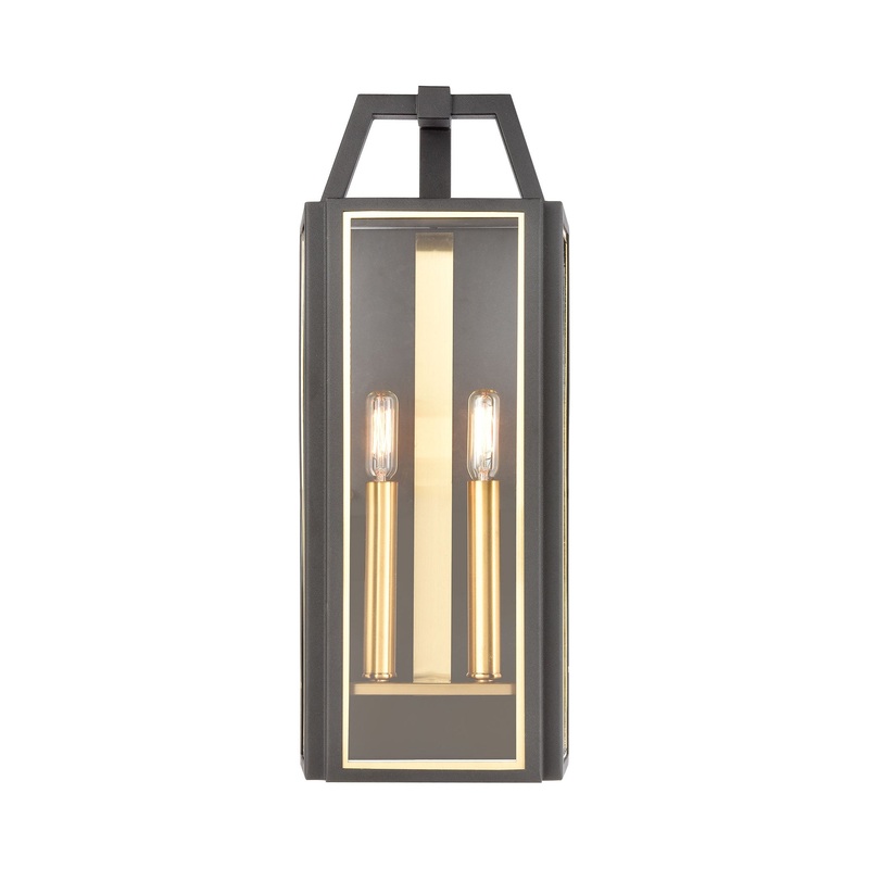Portico 2-Light Sconce in Charcoal with Clear Glass ELK Lighting