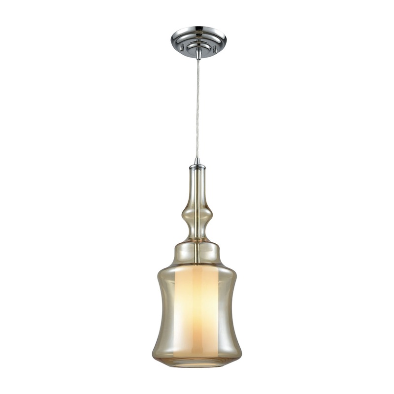 Alora 1-Light Mini Pendant in Chrome with Champagne-plated and Opal Glass ELK Lighting