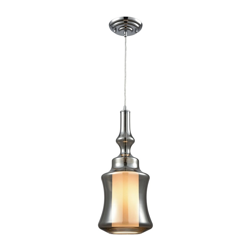Alora 1-Light Mini Pendant in Chrome with Smoke-plated and Opal White Glass ELK Lighting