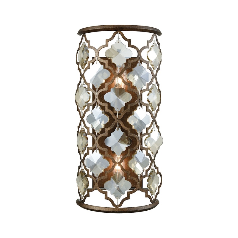 Armand 2-Light Sconce in Weathered Bronze with Champagne-plated Crystals ELK Lighting