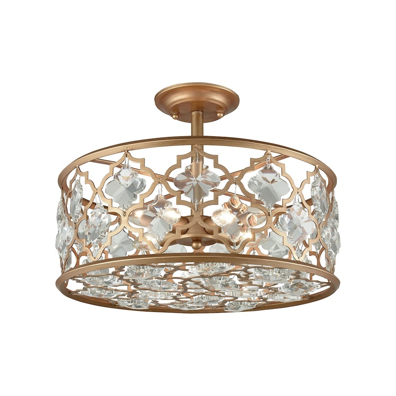 Armand 4-Light Semi Flush in Matte Gold with Clear Crystals ELK Lighting