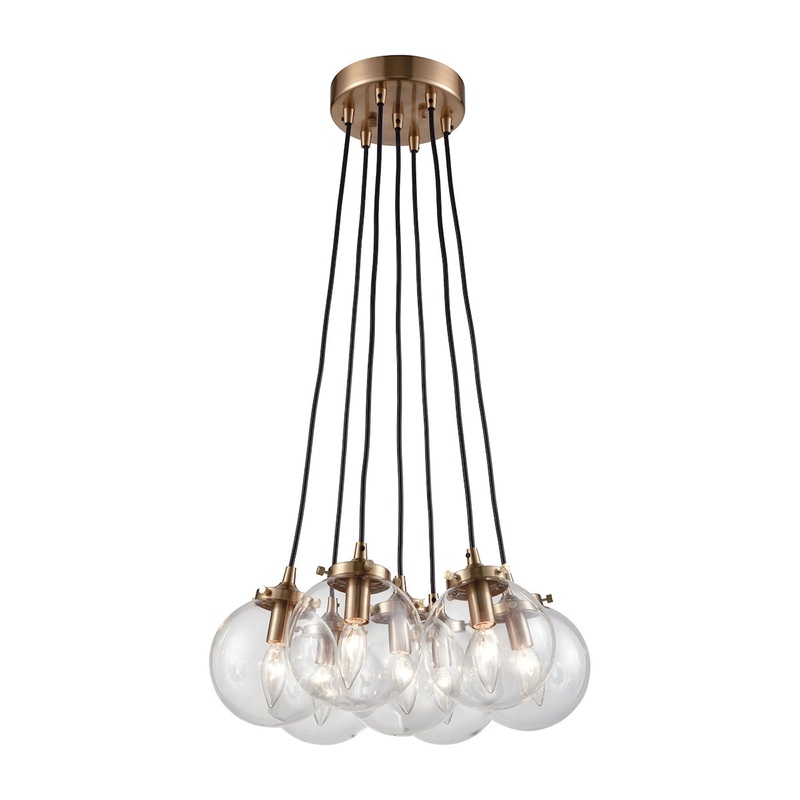 Boudreaux 7-Light Chandelier in Satin Brass with Sphere-shaped Glass ELK Lighting