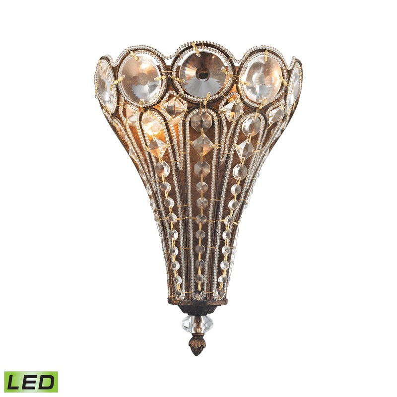 Christina 2-Light Sconce in Mocha with Clear Crystal - Includes LED Bulbs ELK Lighting