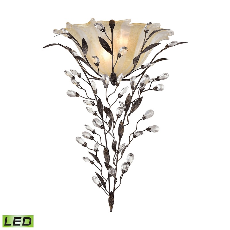 Circeo 2-Light Sconce in Deep Rust with Caramel Hand-formed Sugar Glass - Includes LED Bulbs ELK Lighting