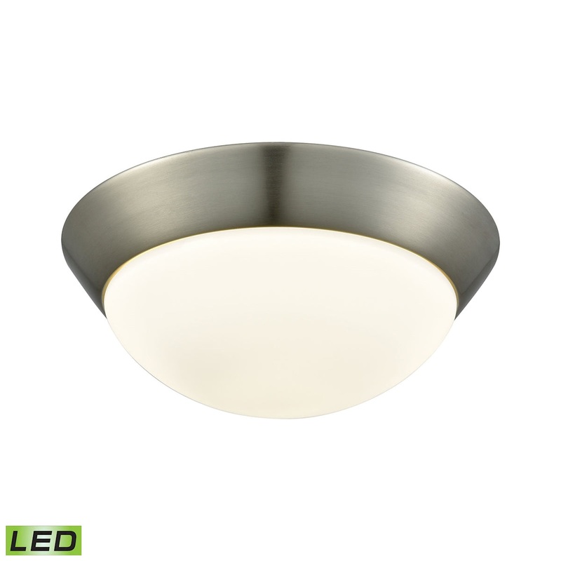Contours 1-Light Flush Mount in Satin Nickel with Soft Opal Glass - Integrated LED - Medium ELK Lighting