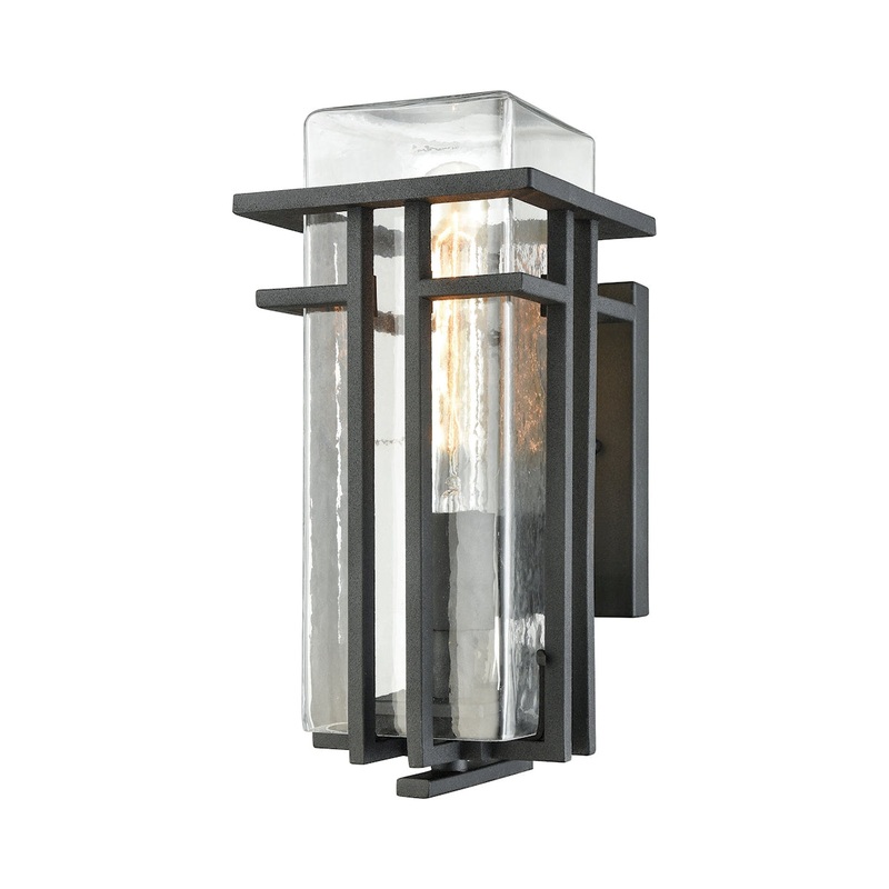 Croftwell 1-Light Outdoor Sconce in Textured Matte Black ELK Lighting