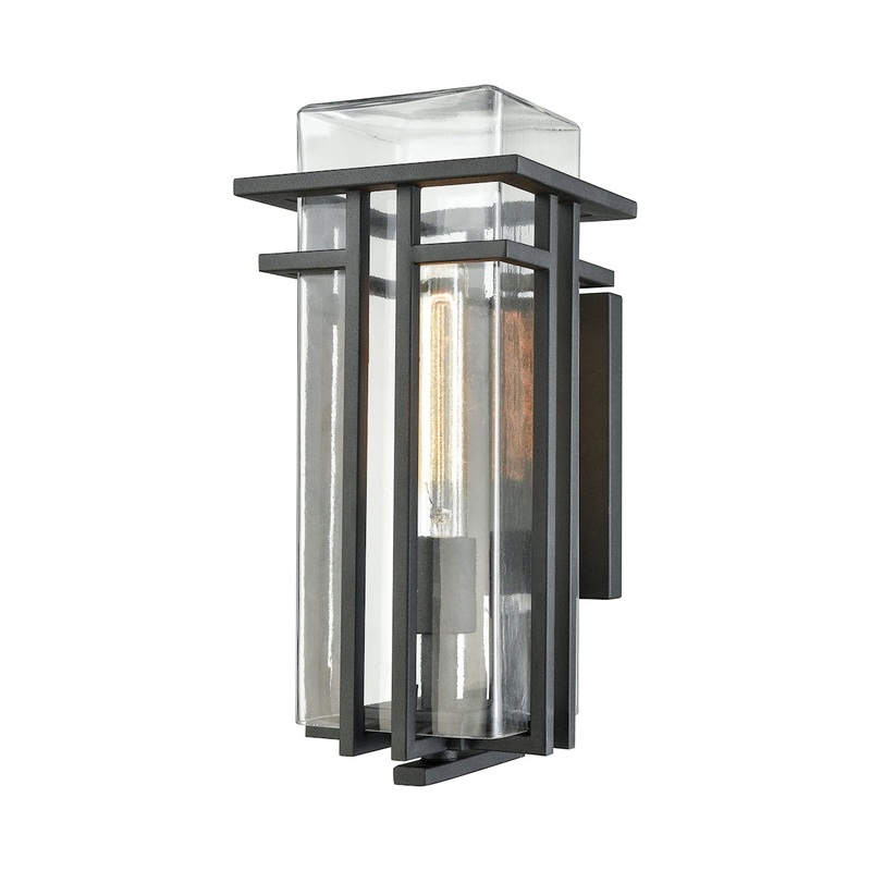 Croftwell 1-Light Outdoor Sconce in Textured Matte Black - Small ELK Lighting