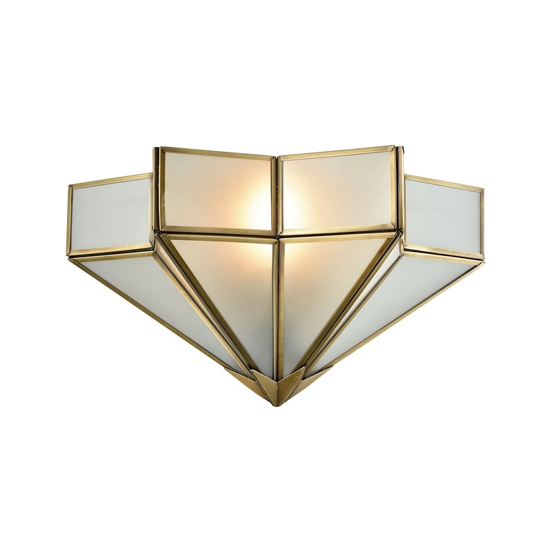 Decostar 1-Light Sconce in Brushed Brass with Frosted Glass Panels ELK Lighting