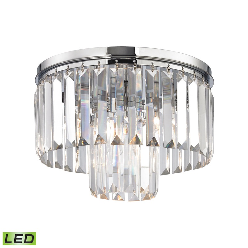Palacial 1-Light Flush Mount in Polished Chrome with Clear Crystal - Includes LED Bulb ELK Lighting