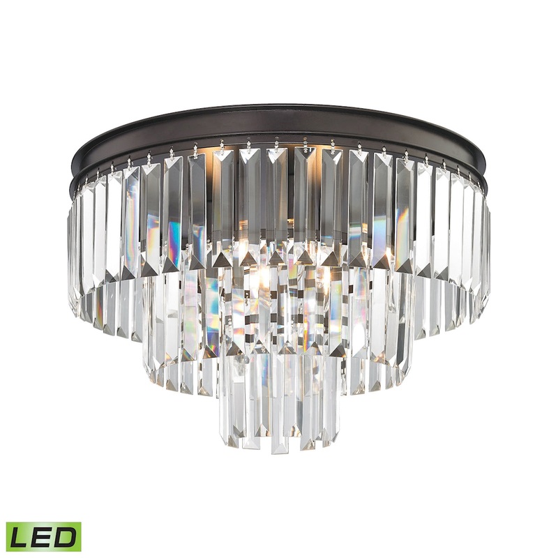 Palacial 3-Light Flush in Oil Rubbed Bronze with Clear Crystal - Includes LED Bulbs ELK Lighting
