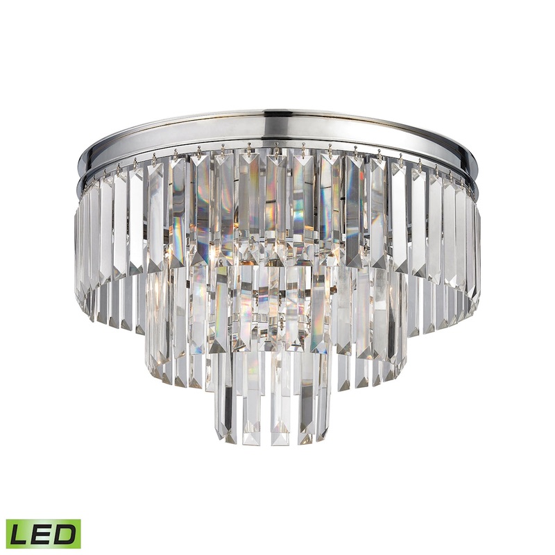 Palacial 3-Light Semi Flush in Polished Chrome with Clear Crystal - Includes LED Bulbs ELK Lighting