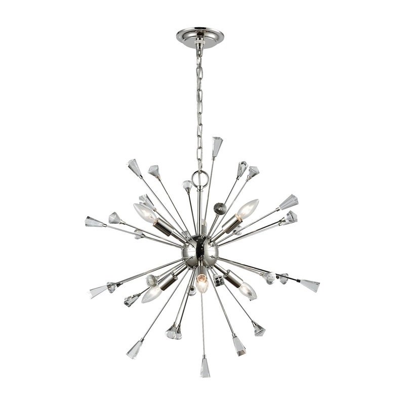 Sprigny 6-Light Chandelier in Polished Nickel with Clear Crystal ELK Lighting