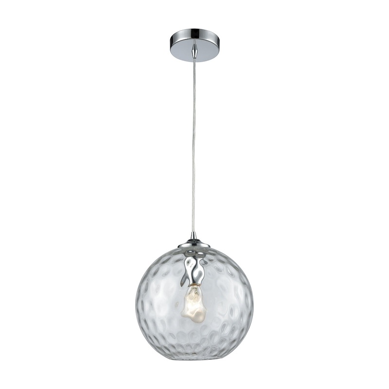 Watersphere 1-Light Mini Pendant in Chrome with Hammered Clear Glass ELK Lighting