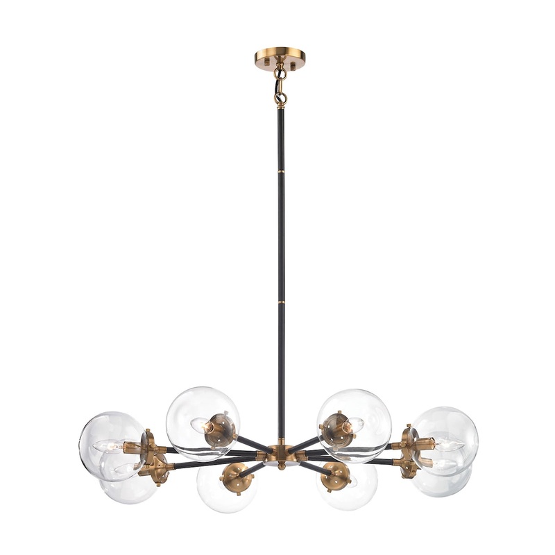 Boudreaux 8-Light Chandelier in Antique Gold and Matte Black with Sphere-shaped Glass ELK Lighting