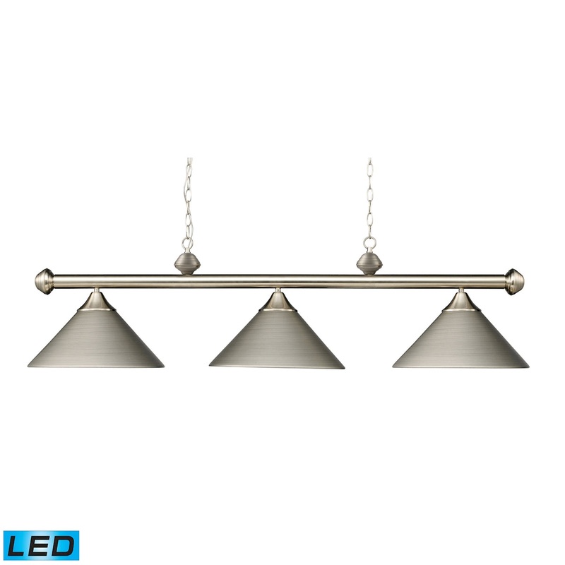 Casual Traditions 3-Light Island Light in Satin Nickel with Metal Shades - Includes LED Bulbs ELK Lighting