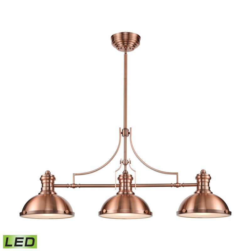 Chadwick 3-Light Island Light in Antique Copper with Matching Shade - Includes LED Bulbs ELK Lighting