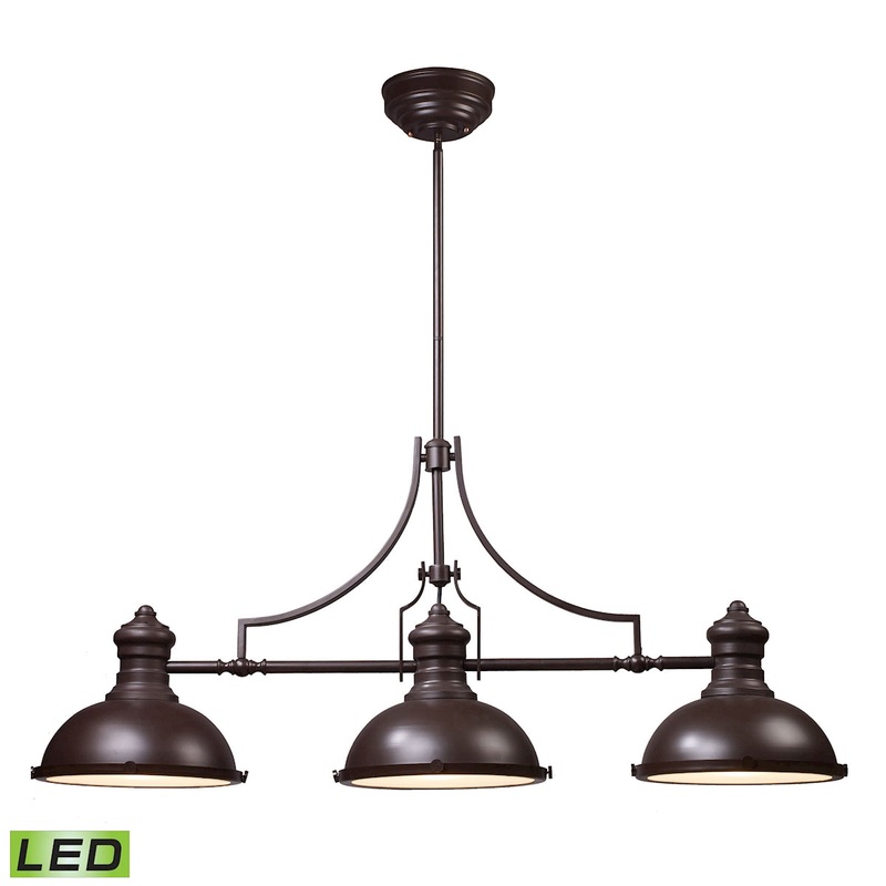 Chadwick 3-Light Island Light in Oiled Bronze with Matching Shade - Includes LED Bulbs ELK Lighting