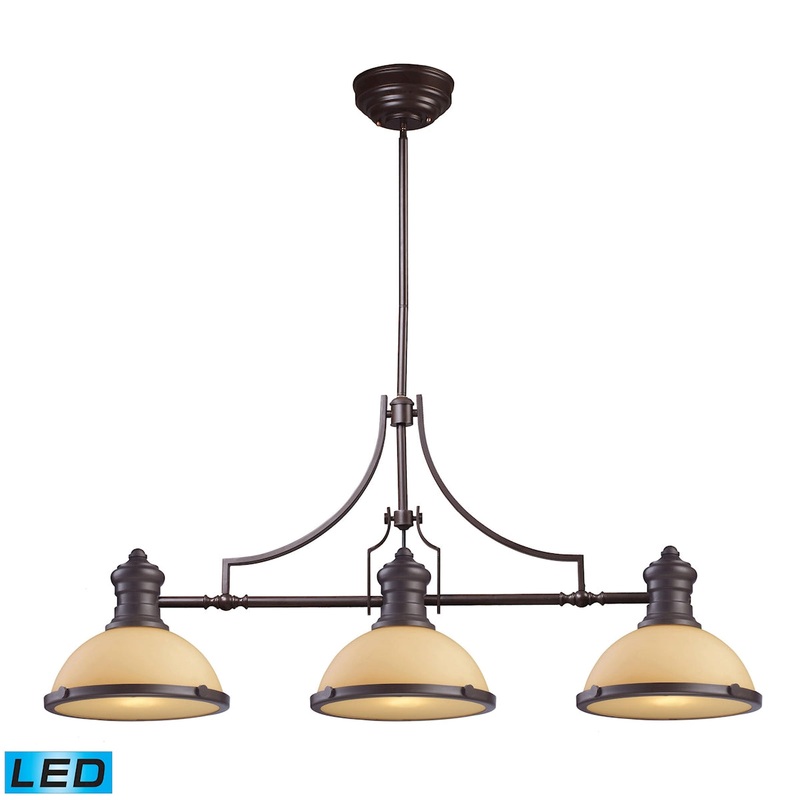 Chadwick 3-Light Island Light in Oiled Bronze with Off-white Glass - Includes LED Bulbs ELK Lighting