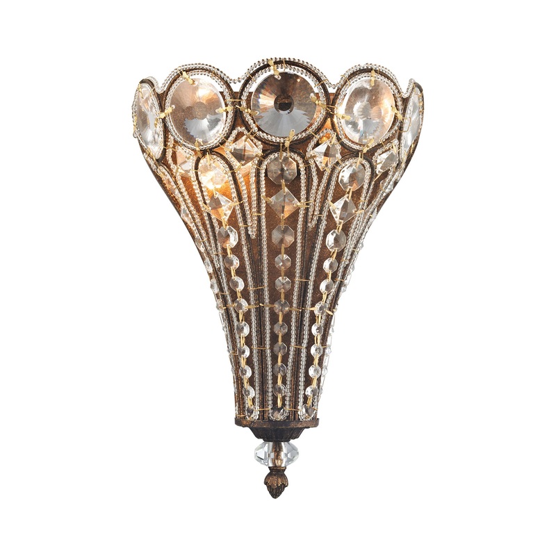 Christina 2-Light Sconce in Mocha with Clear Crystal ELK Lighting