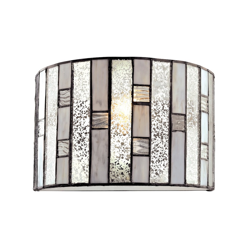 Ethan 1-Light Sconce in Tiffany Bronze with Rippled/Art/Mercury Glass ELK Lighting
