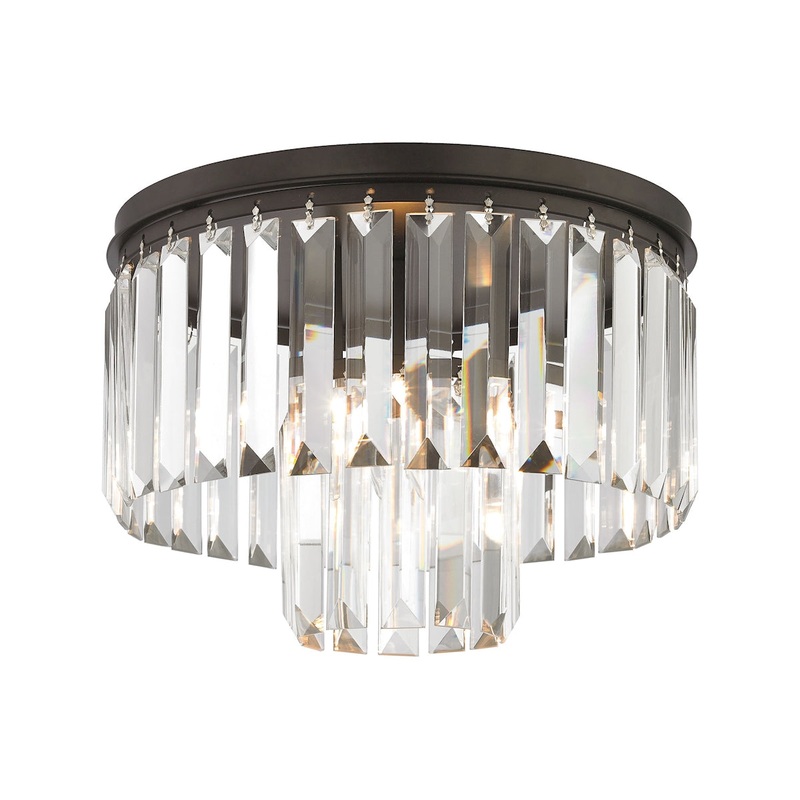 Palacial 1-Light Semi Flush in Oil Rubbed Bronze with Clear Crystal ELK Lighting