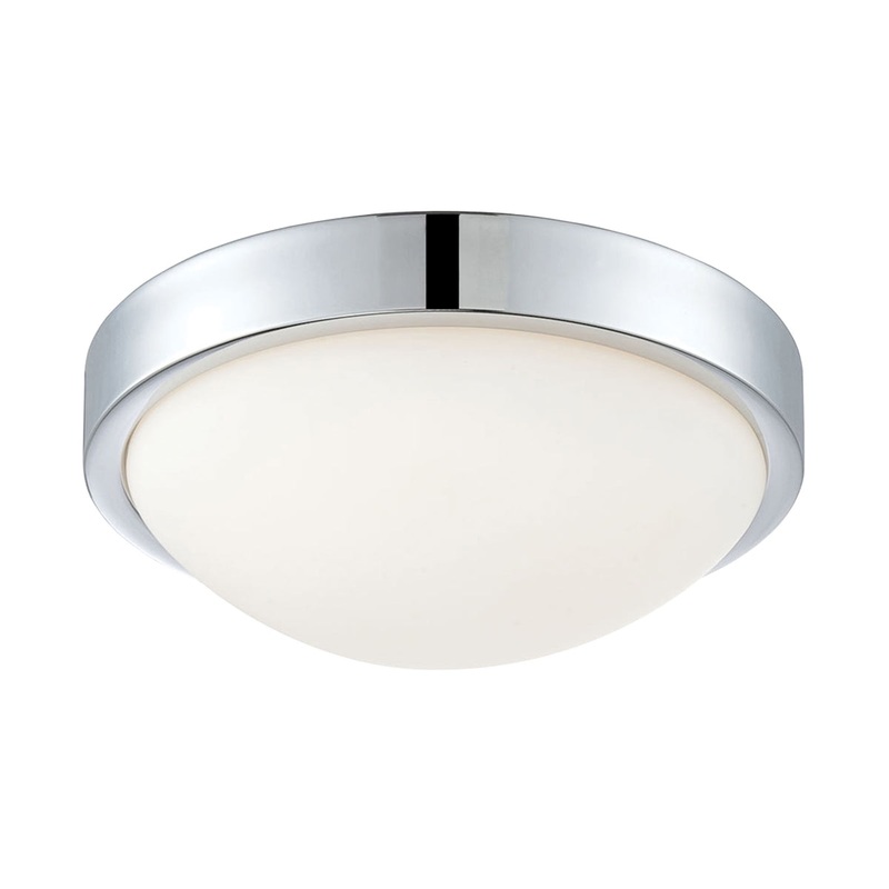 Sydney 1-Light Flush Mount in Chrome with White Opal Glass - Integrated LED ELK Lighting FML400-10-15
