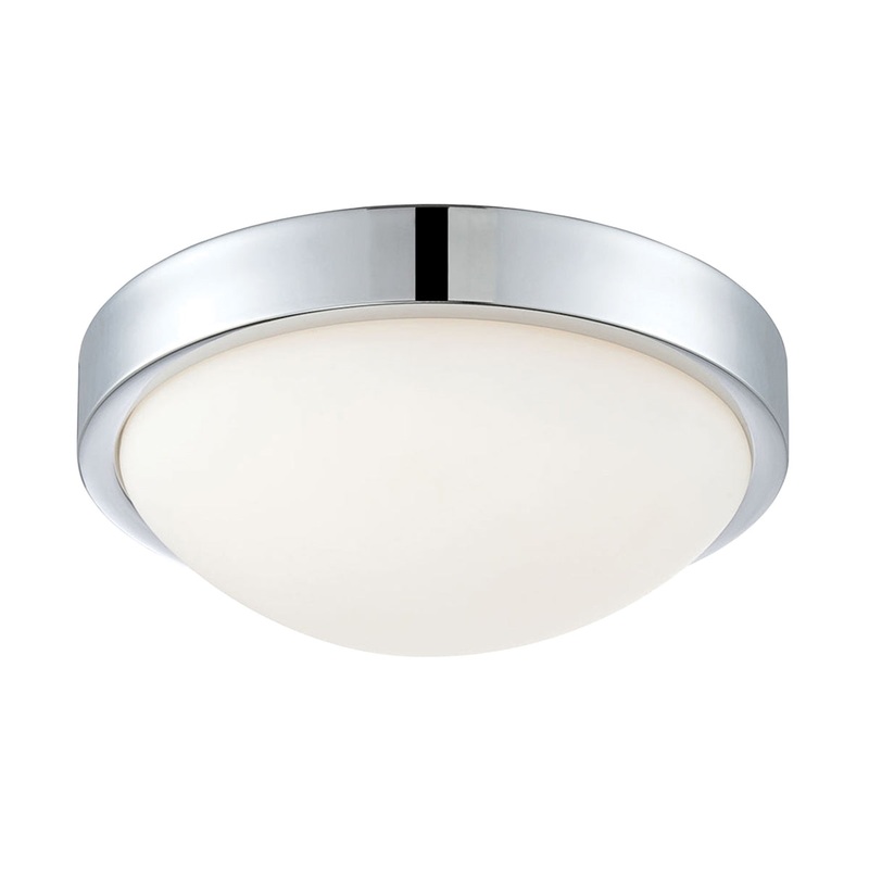 Sydney 1-Light Flush Mount in Chrome with White Opal Glass - Integrated LED ELK Lighting FML401-10-15