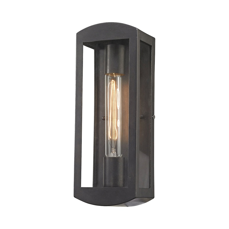 Trenton 1-Light Outdoor Sconce in Blackened Bronze ELK Lighting