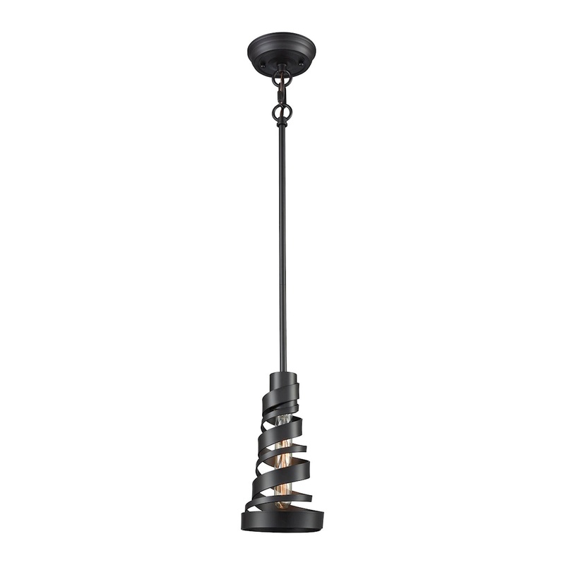 Zabrina 1-Light Mini Pendant in Oil Rubbed Bronze with Metal Shade ELK Lighting