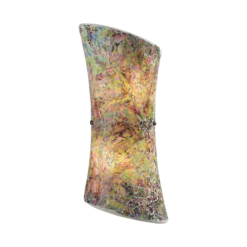 Avalon 2-Light Sconce in Satin Nickel with Multi-colored Crackle Glass ELK Lighting