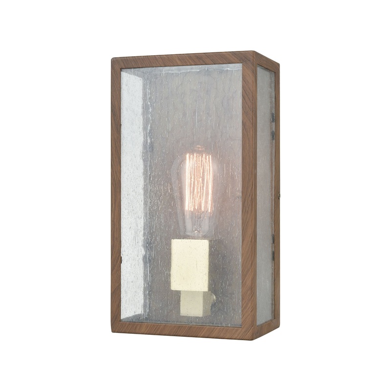 McKenzie 1-Light Outdoor Sconce in Dark Wood Print and Brushed Brass ELK Lighting 47130/1