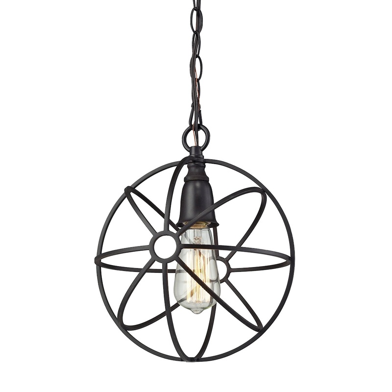 Yardley 1-Light Mini Pendant in Oil Rubbed Bronze with Wire Cage ELK Lighting 14241/1