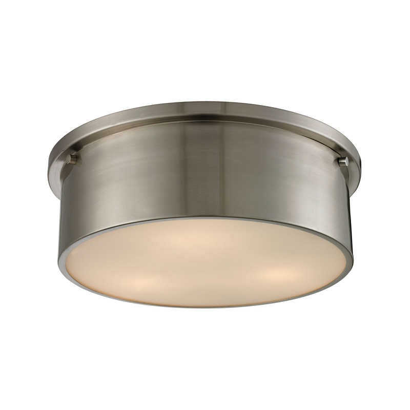 Simpson 3-Light Flush Mount in Brushed Nickel with Frosted White Diffuser ELK Lighting