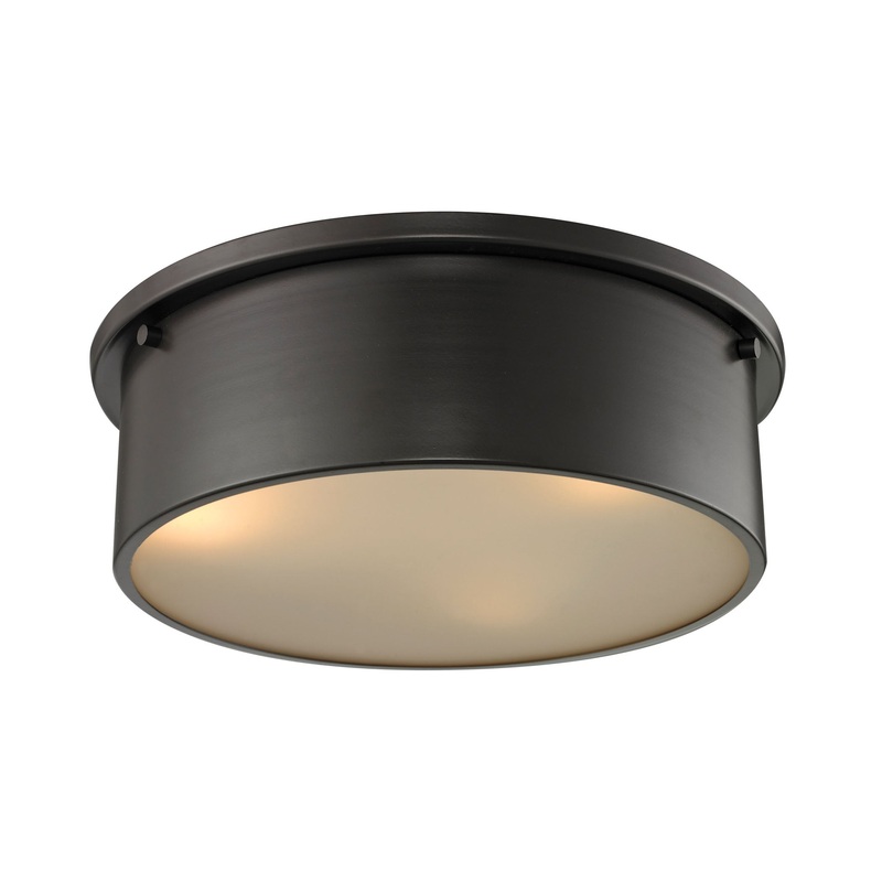 Simpson 3-Light Flush Mount in Oil Rubbed Bronze with Frosted White Diffuser ELK Lighting