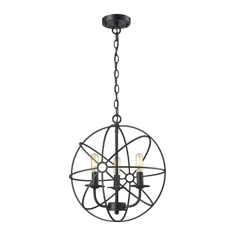 Yardley 3-Light Chandelier in Oil Rubbed Bronze with Wire Cage ELK Lighting