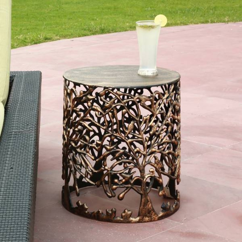 Tree and Lattice Pattern Garden Stool By SPI Home