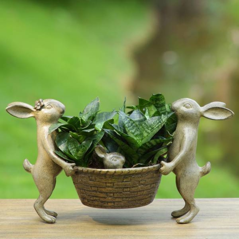 Rabbit Family Planter Holder By SPI Home