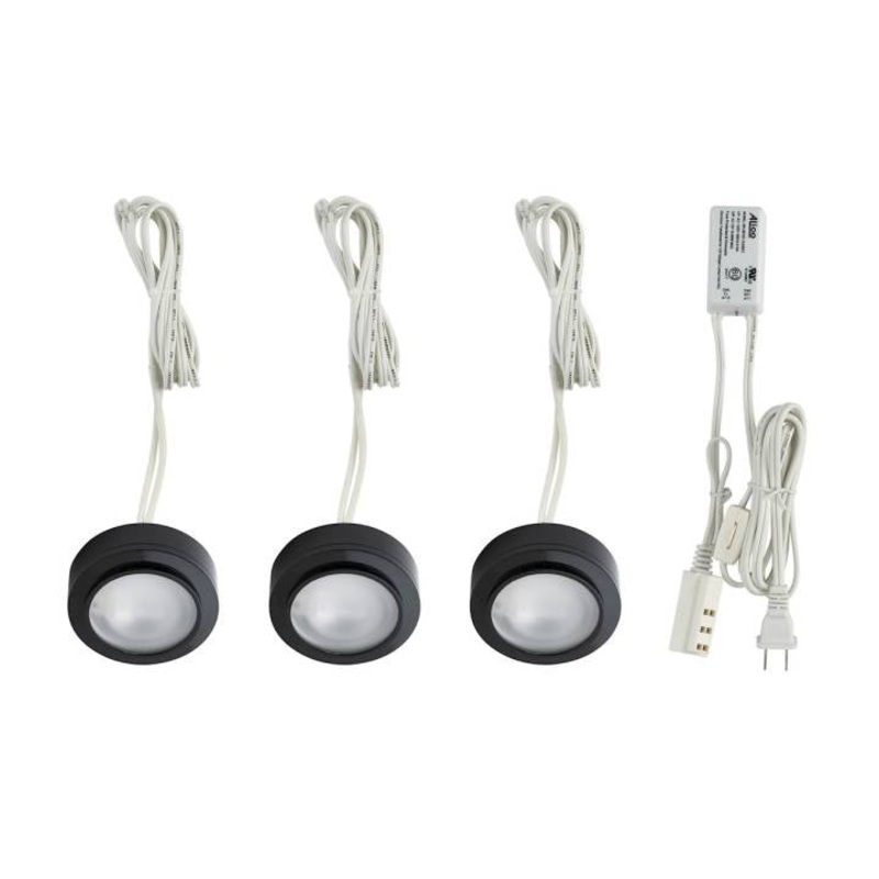 Zee-Puk 3-light Kit w/xenon lamps, transf w/cord and plug. Frosted lens/Black. ELK Lighting