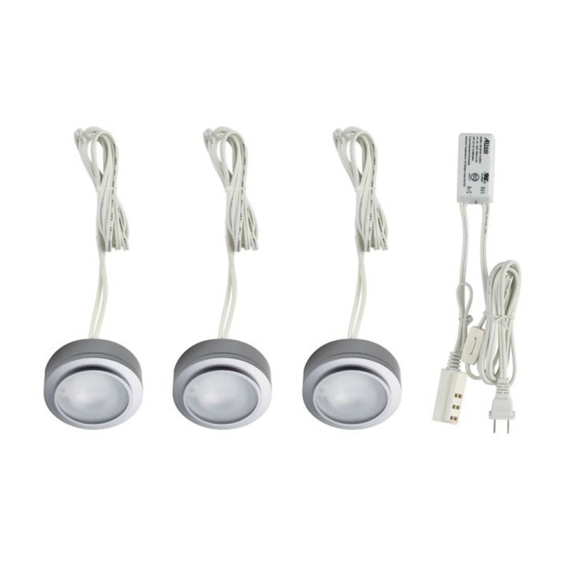 Zee-Puk 3-light Kit w/xenon lamps, transf w/cord and plug. Frosted lens/SS. ELK Lighting