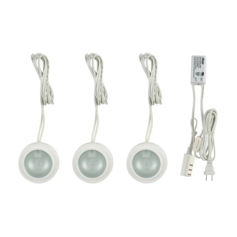 Zee-Puk 3-light Kit w/xenon lamps, transf w/cord and plug. Frosted lens/White. ELK Lighting