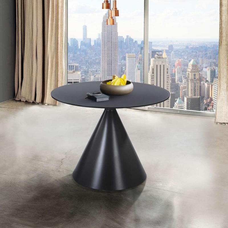 Brittany Contemporary Dining Table in Gray Matte Finish and Gray Glass Top By Armen Living