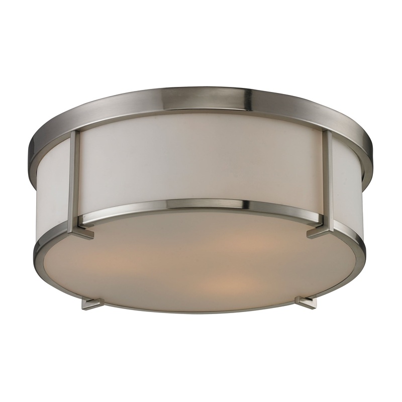Bryant 3-Light Flush Mount in Brushed Nickel with Opal White Glass ELK Lighting