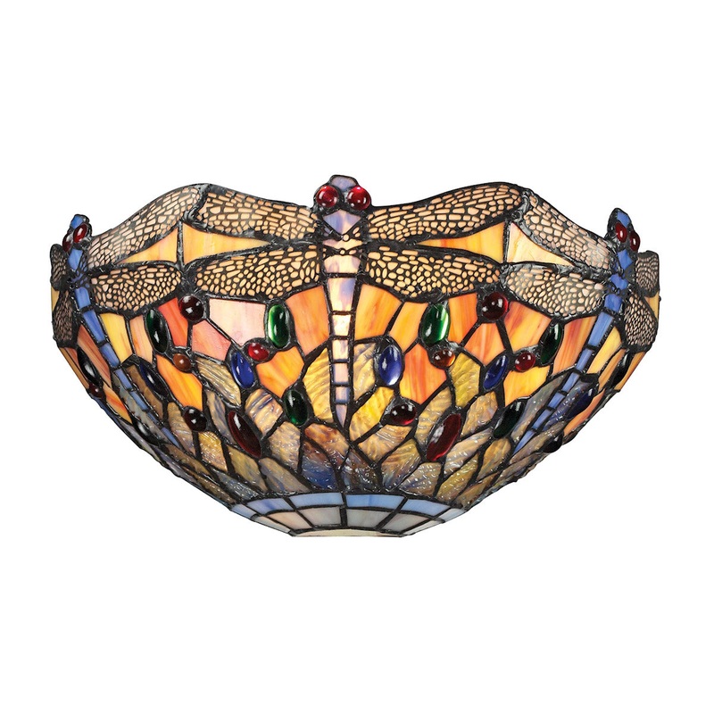 Dragonfly 1-Light Sconce in Dark Bronze with Tiffany Style Glass ELK Lighting
