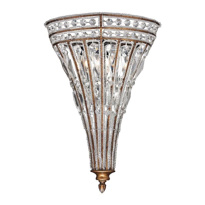 Empire 2-Light Sconce in Mocha with Crystal and Glass Beads ELK Lighting